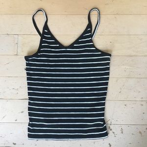 AEO Black and White Striped, Ribbed Cami Tank Top